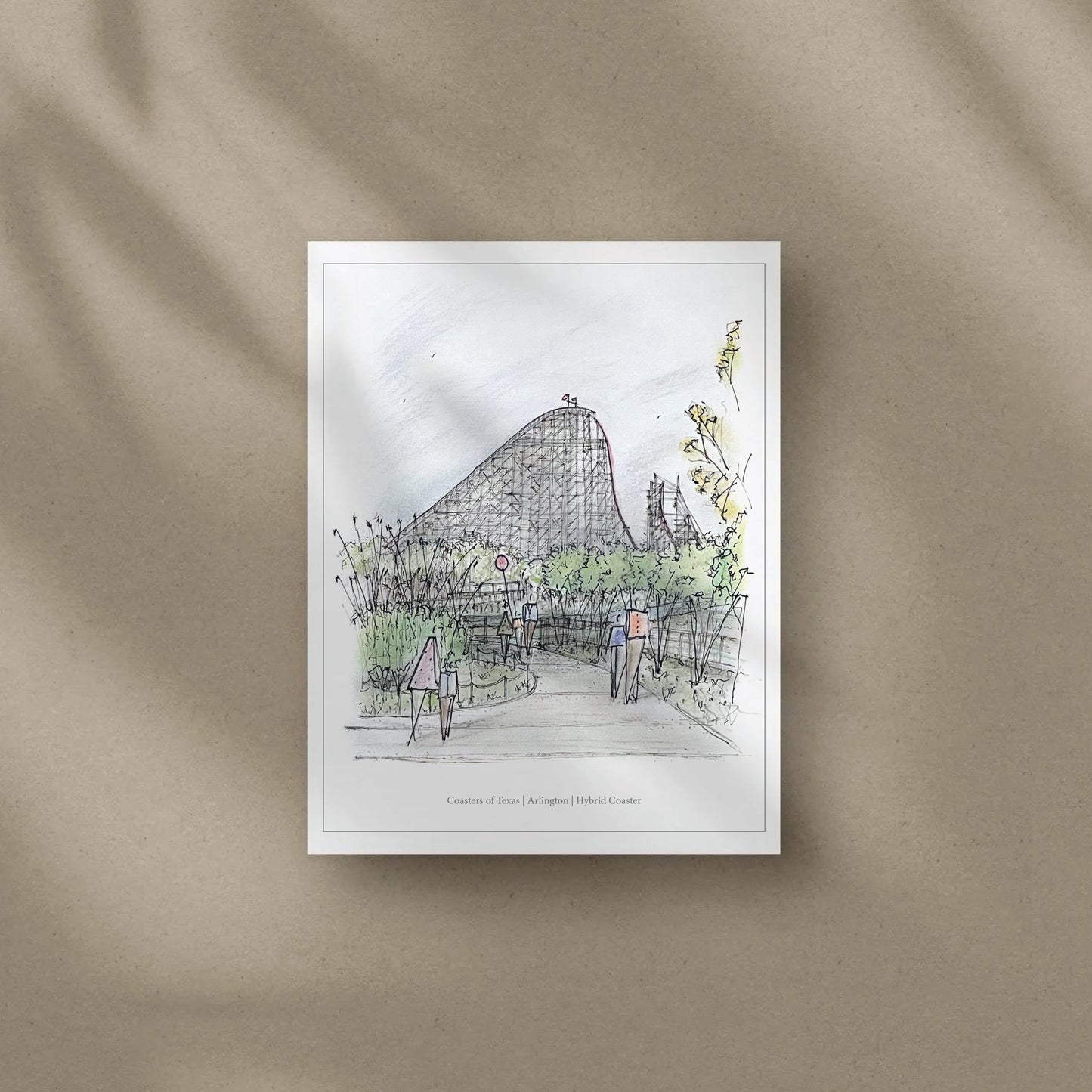 8x10 New Texas Giant Roller Coaster Inspired Artwork