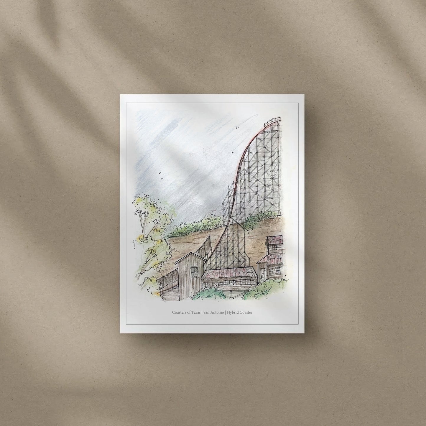 8x10 Iron Rattler Roller Coaster Inspired Artwork