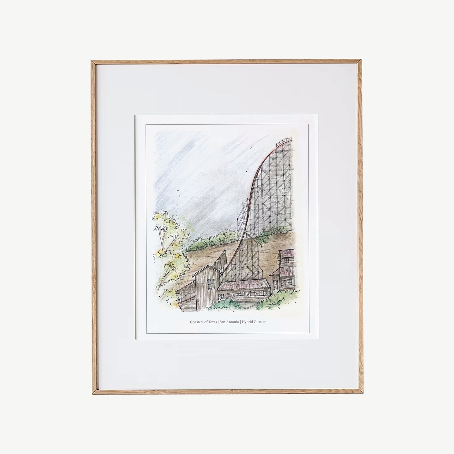 8x10 Iron Rattler Roller Coaster Inspired Artwork