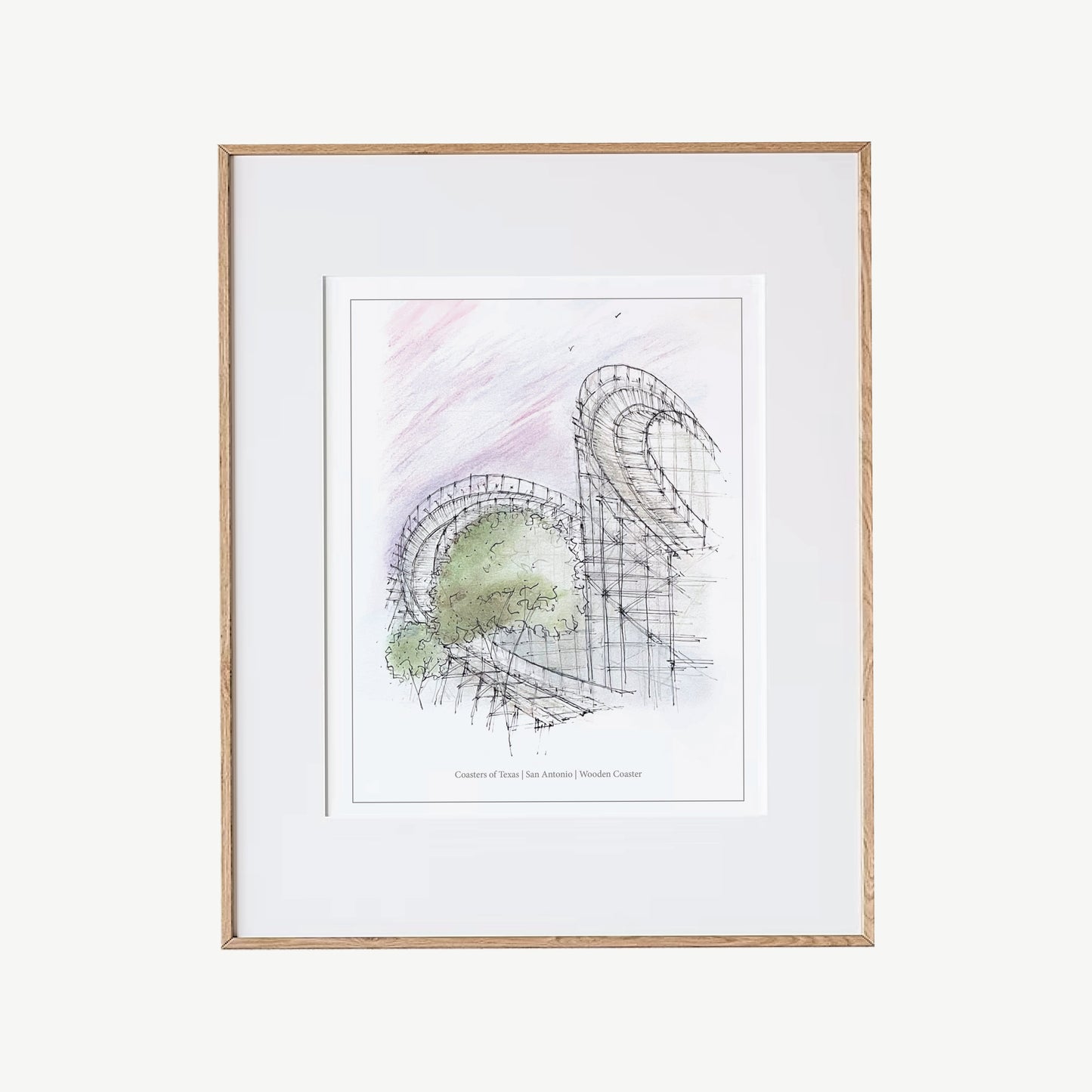 8x10 Texas Stingray Roller Coaster Inspired Artwork