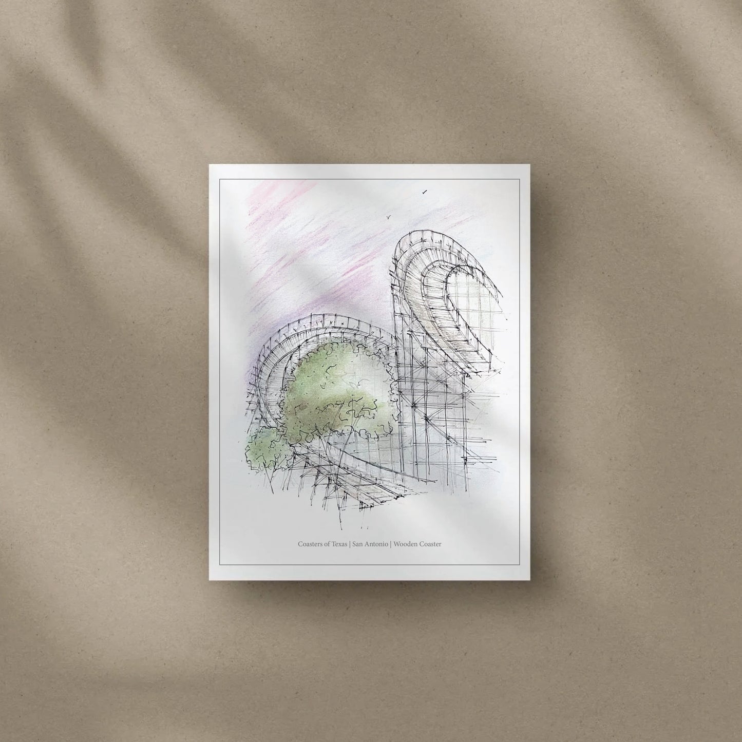 8x10 Texas Stingray Roller Coaster Inspired Artwork