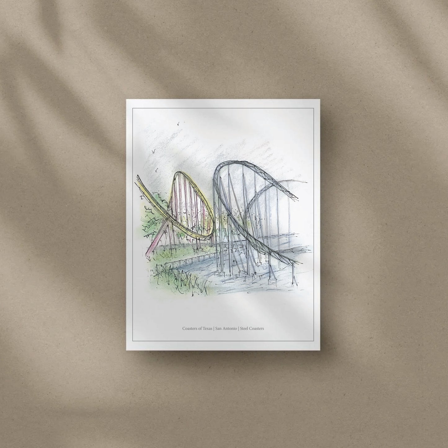 8x10 Steel Eel and Wave Breaker The Rescue Roller Coaster Inspired Artwork
