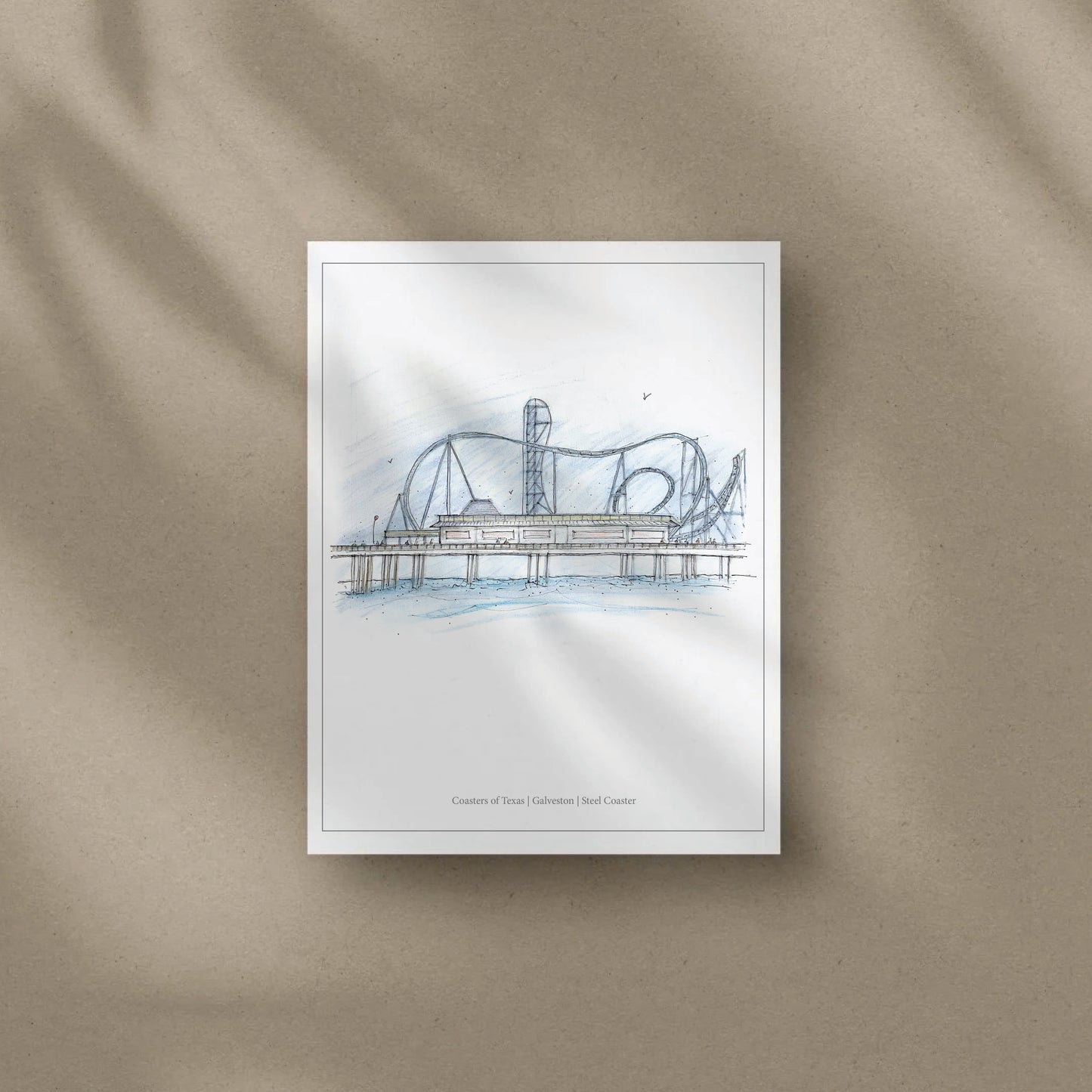8x10 Iron Shark Roller Coaster Inspired Artwork