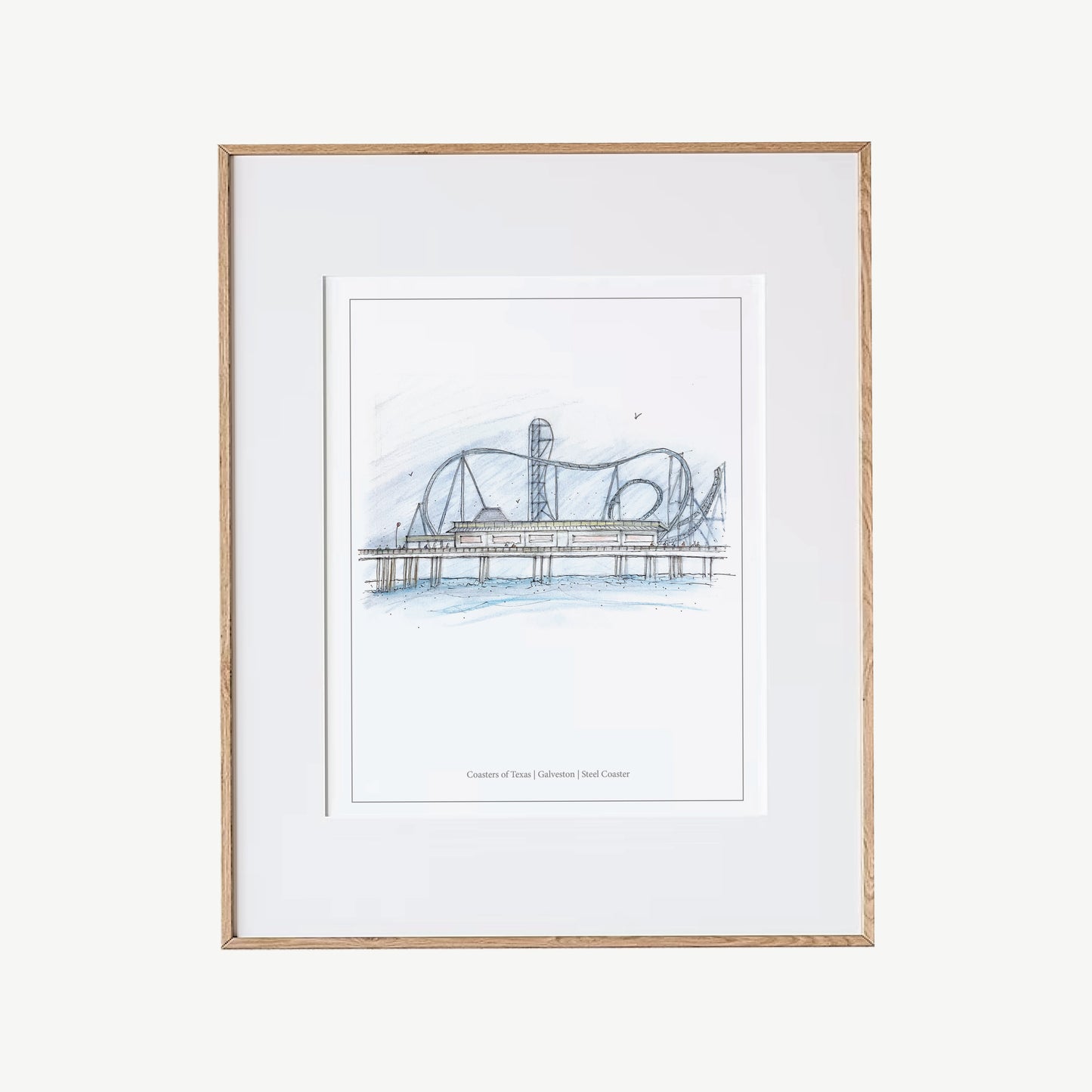8x10 Iron Shark Roller Coaster Inspired Artwork