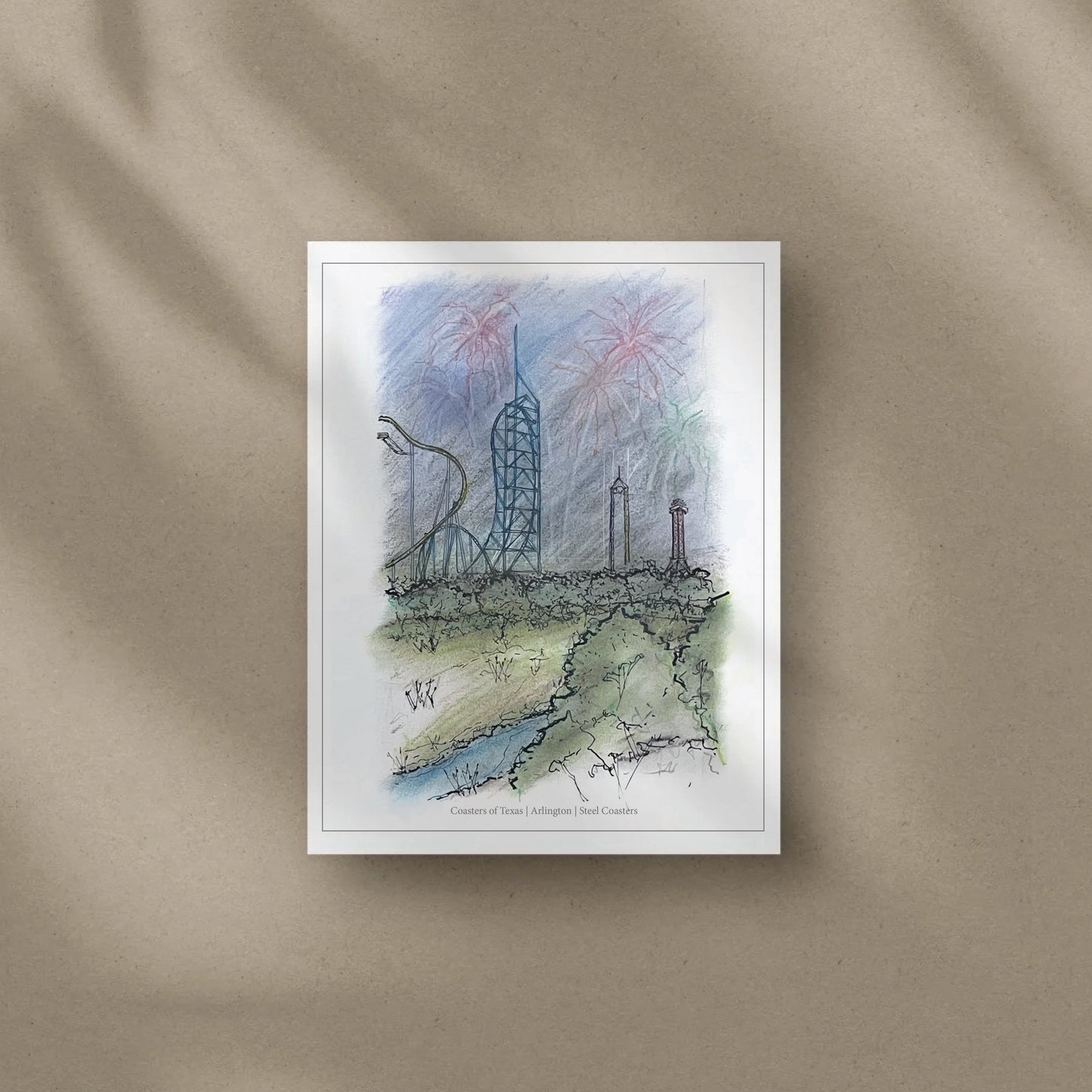 8x10 Six Flags Over Texas Inspired Artwork