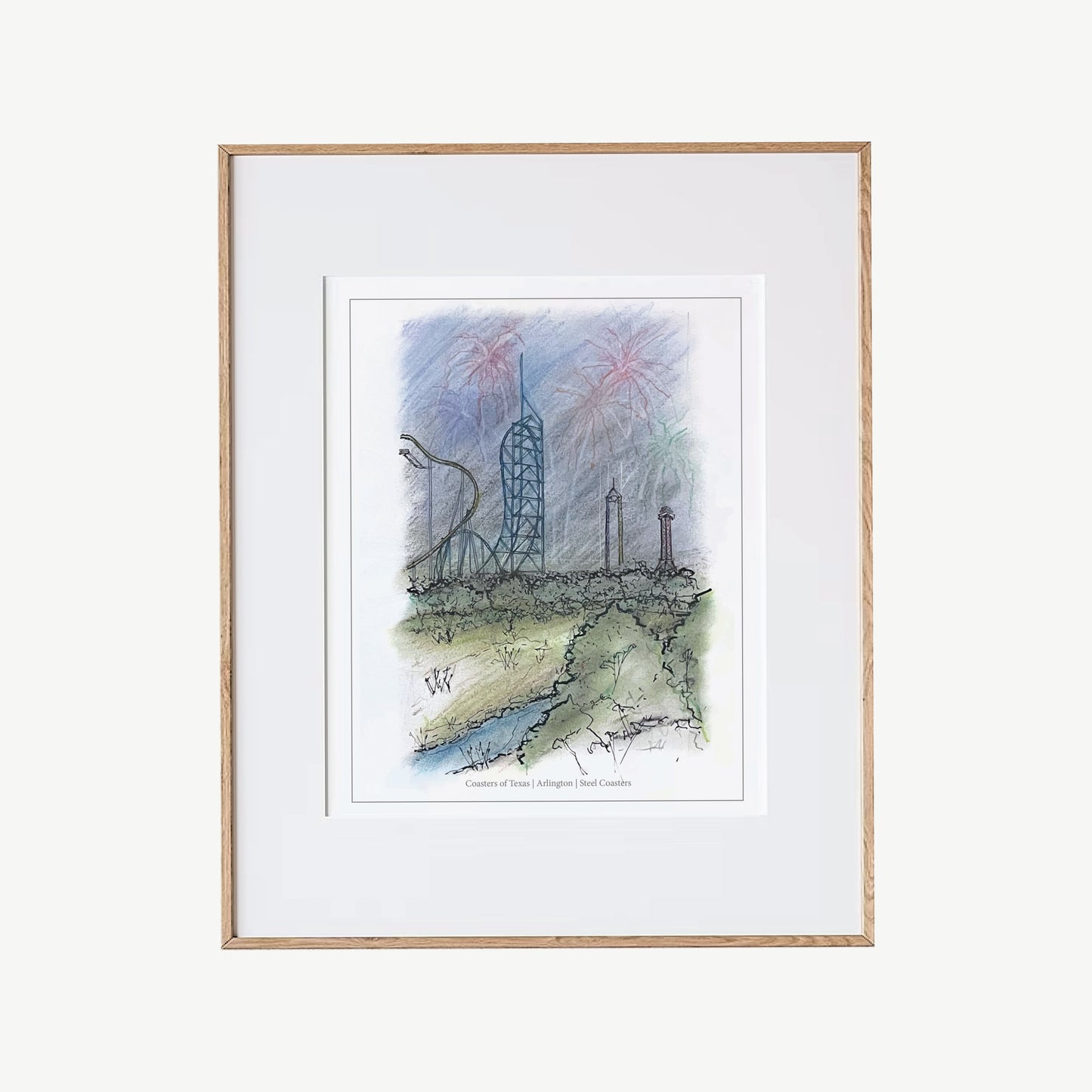 8x10 Six Flags Over Texas Inspired Artwork