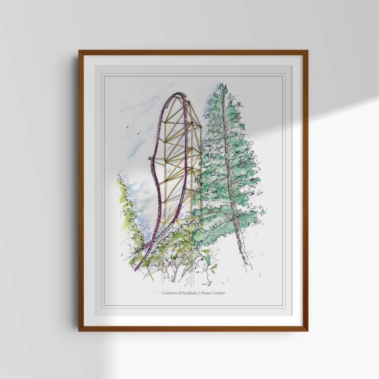 8x10 Top Thrill Dragster Roller Coaster Inspired Artwork