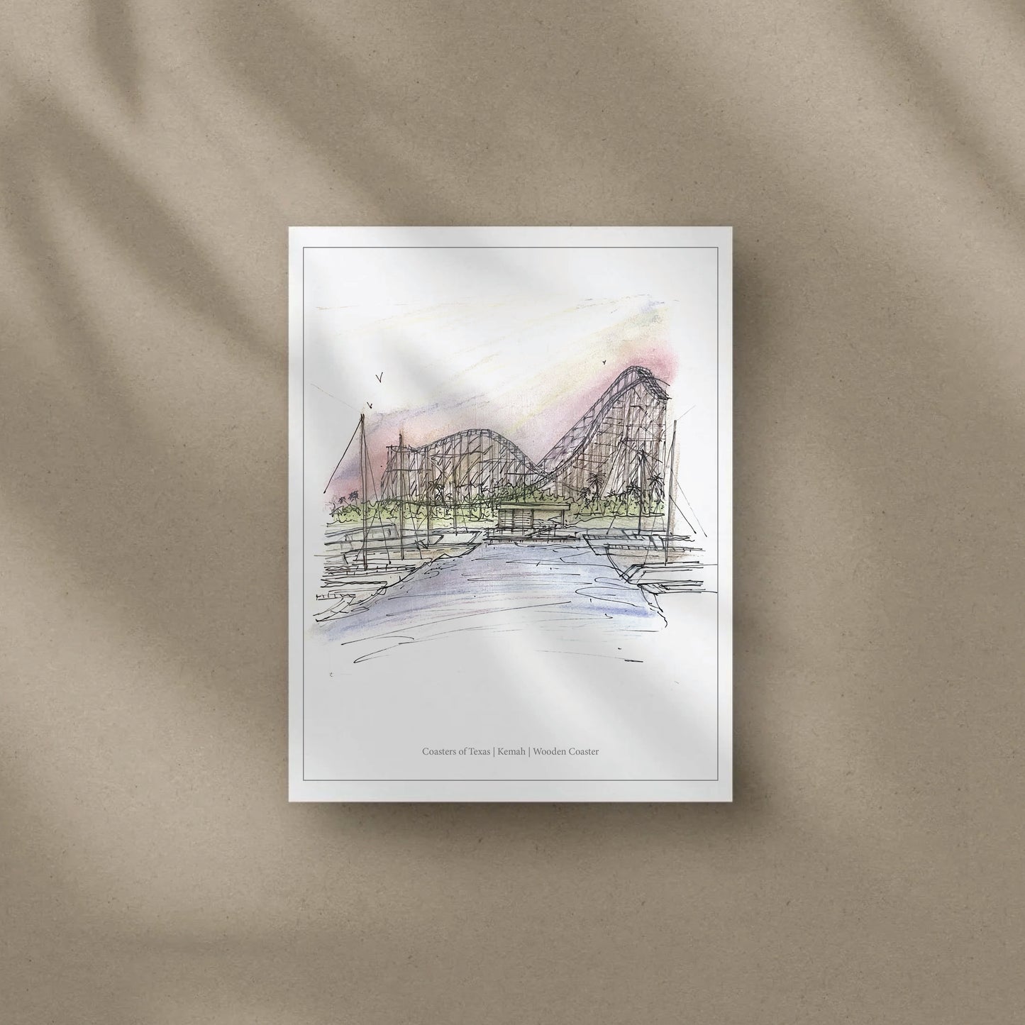 8x10 Boardwalk Bullet Roller Coaster Inspired Artwork