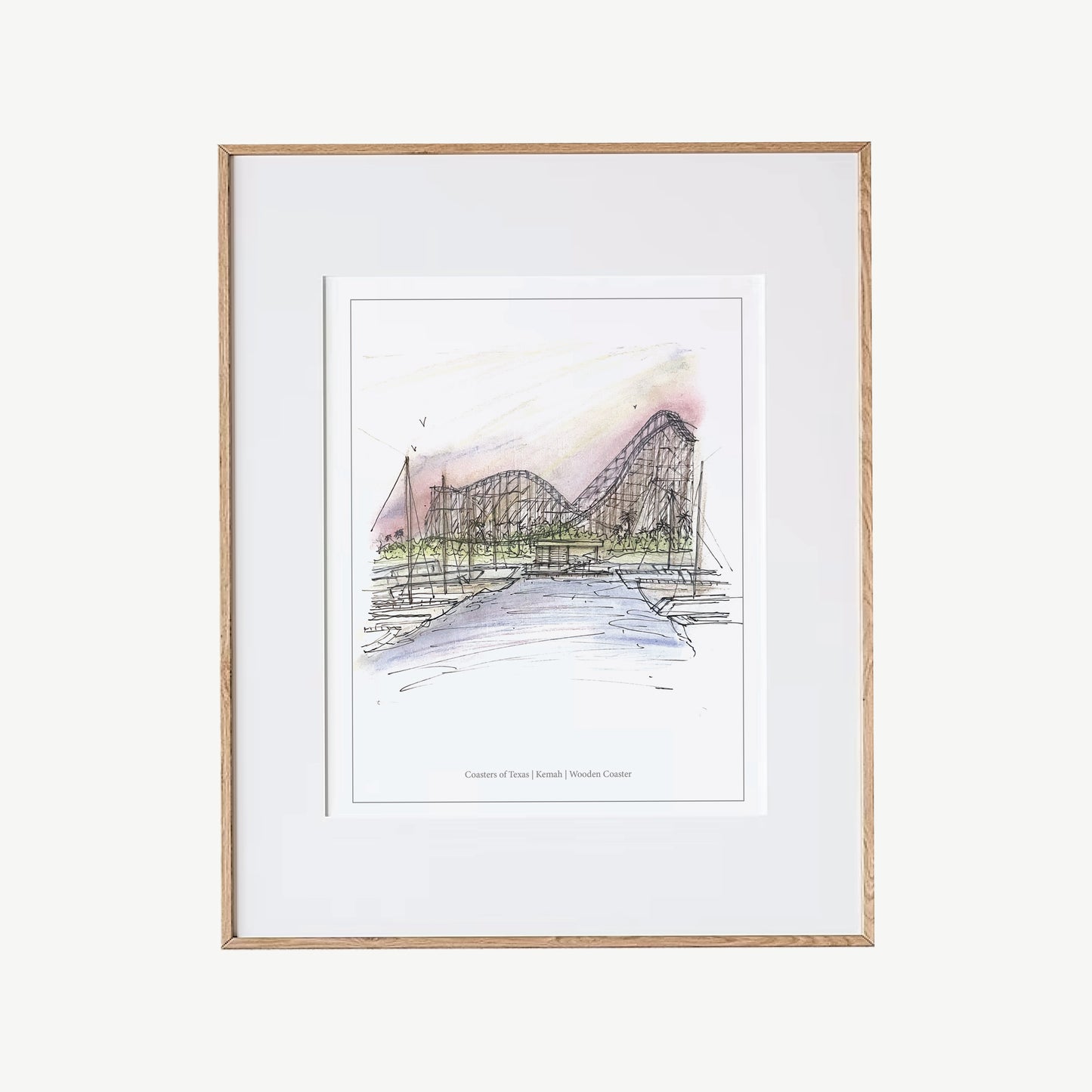 8x10 Boardwalk Bullet Roller Coaster Inspired Artwork
