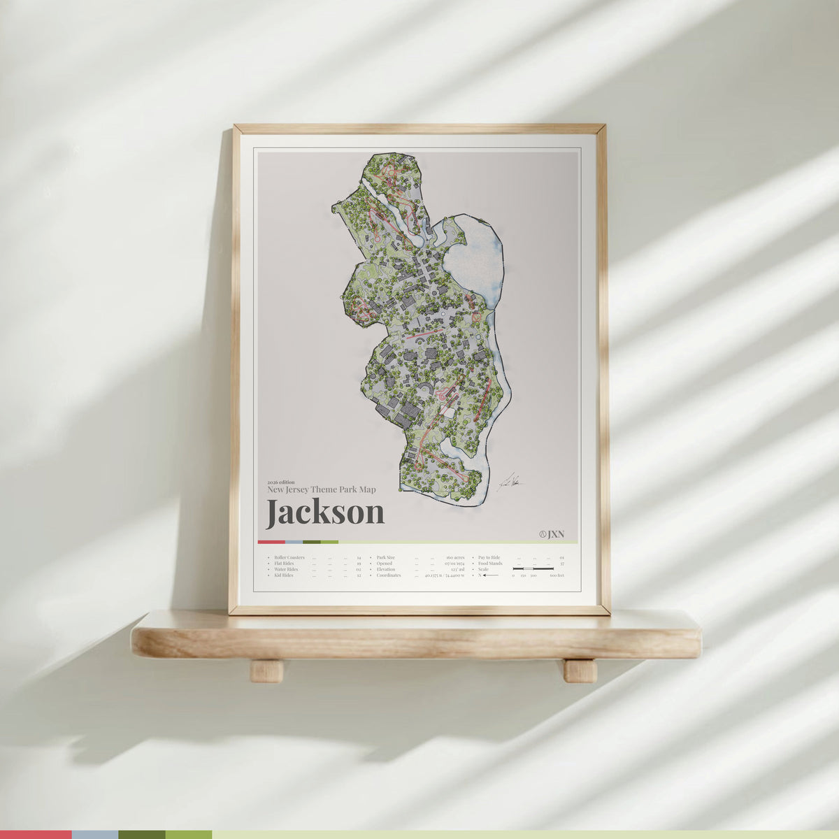 Jackson New Jersey theme park map print by Coaster Expressions