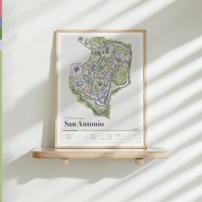 San Antonio Texas theme park map print by Coaster Expressions